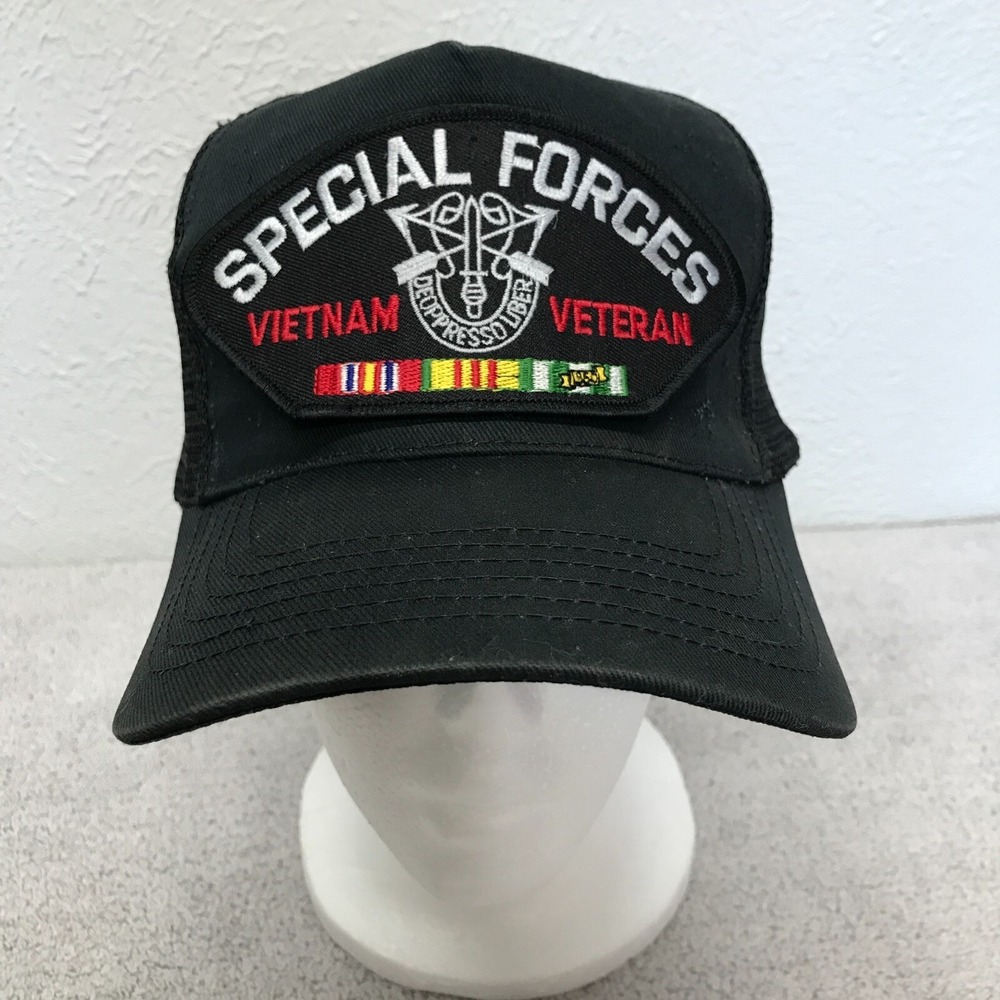 Special Forces Vietnam Veteran‎ Cap Hat Black Patch Mesh Back Adjustable Nissun